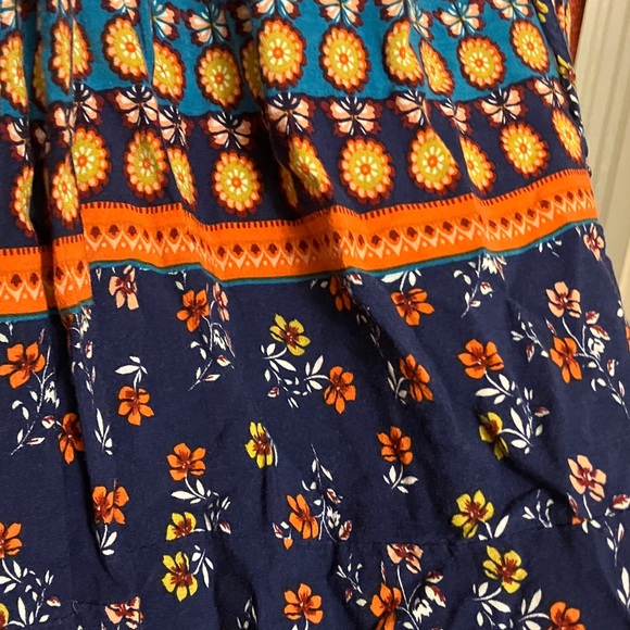Umgee Orange and Navy Patterned Maxi Dress - Picture 5 of 10